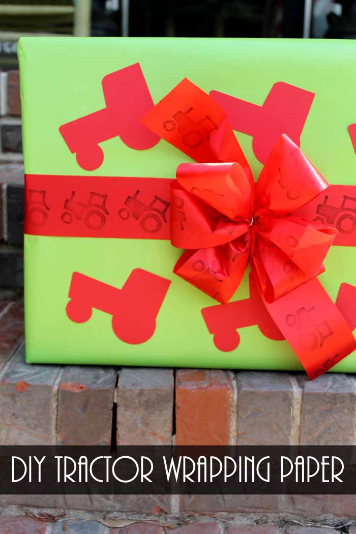 The perfect DIY tractor wrapping paper for a farm birthday party!