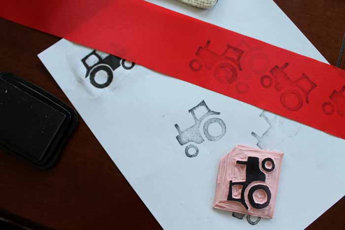 The perfect DIY tractor wrapping paper for a farm birthday party!