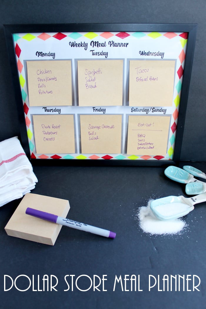 Dollar Store Meal Planner for Your Home - make this in minutes for just a few dollars and organize your meals and kitchen!