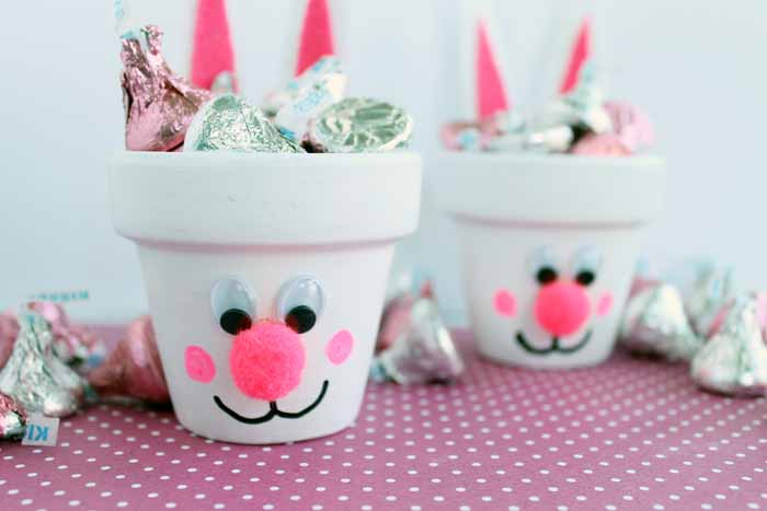 bunny flower pots with candy