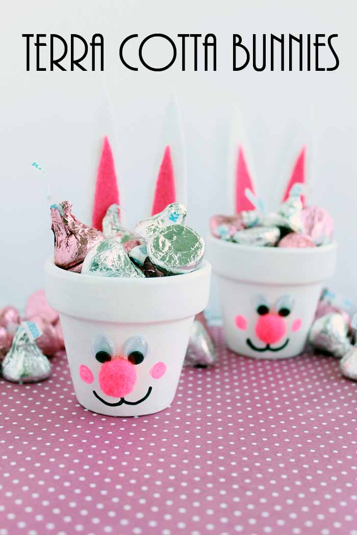 flower pot bunnies Easter craft idea pin image