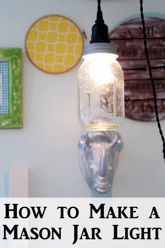 Pin image of mason jar light with text overlay saying "how to make a mason jar light"