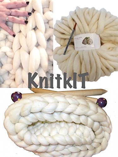 Kit for making an oversized knit blanket.