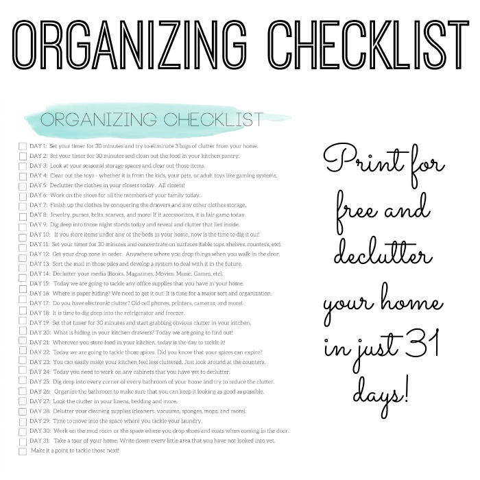 organization checklist