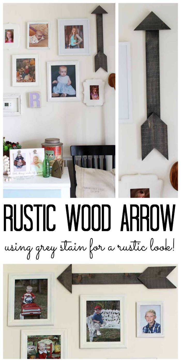 Rustic Wood Arrow - getting a barnwood look using grey stain for a rustic, farmhouse feel!