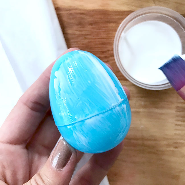 painting mod podge over plastic egg