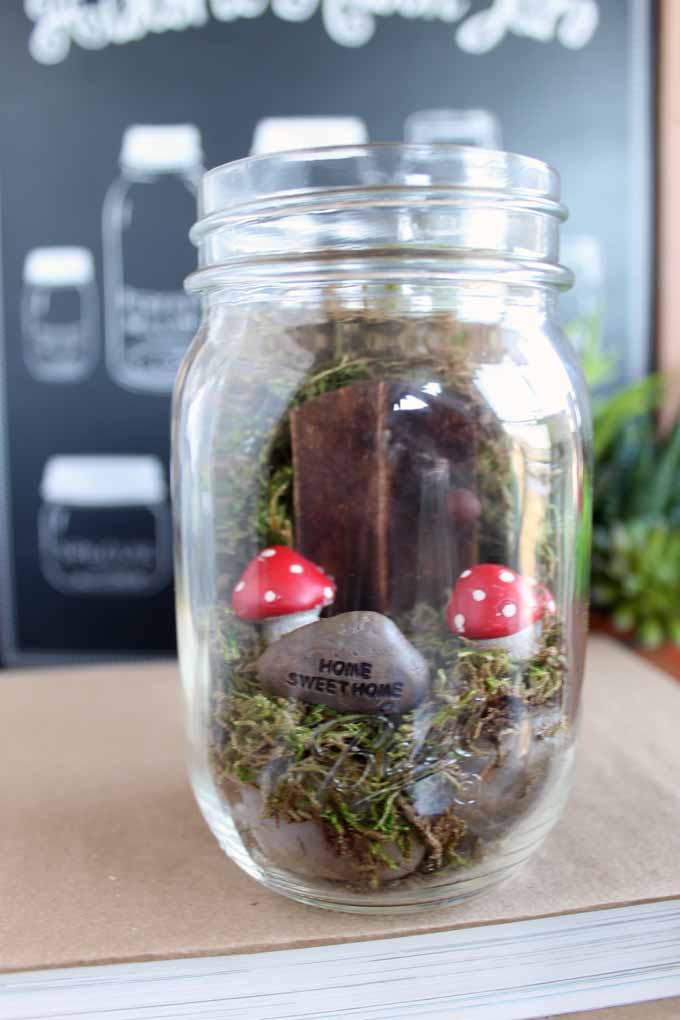 fairy garden terrarium in a mason jar