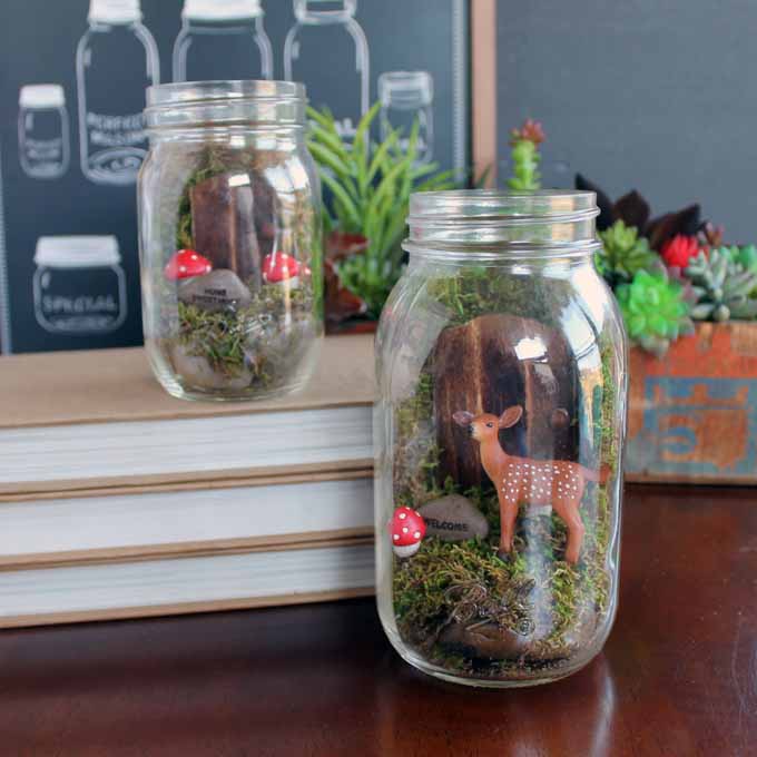 fairy garden terrarium in a mason jar