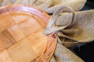 burlap string on the back of wreath