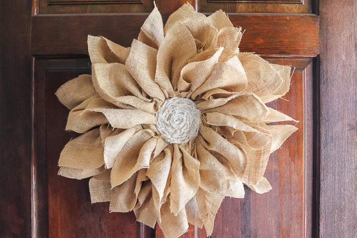 flower wreath from burlap