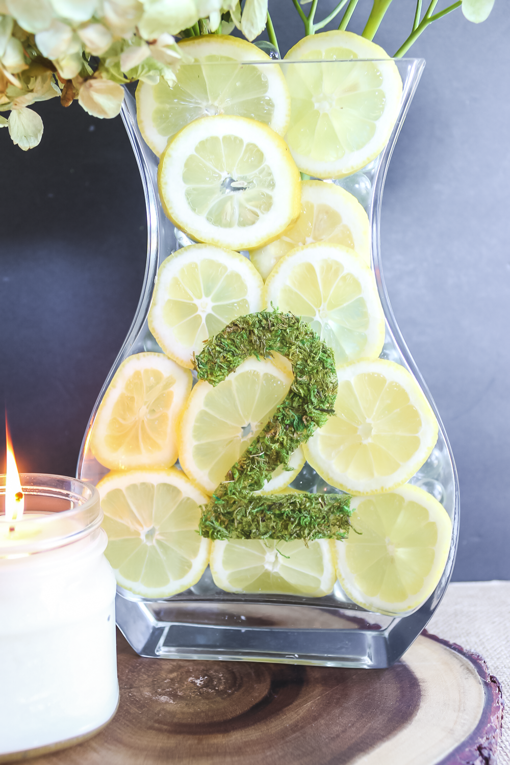 lemon centerpiece with wedding table number