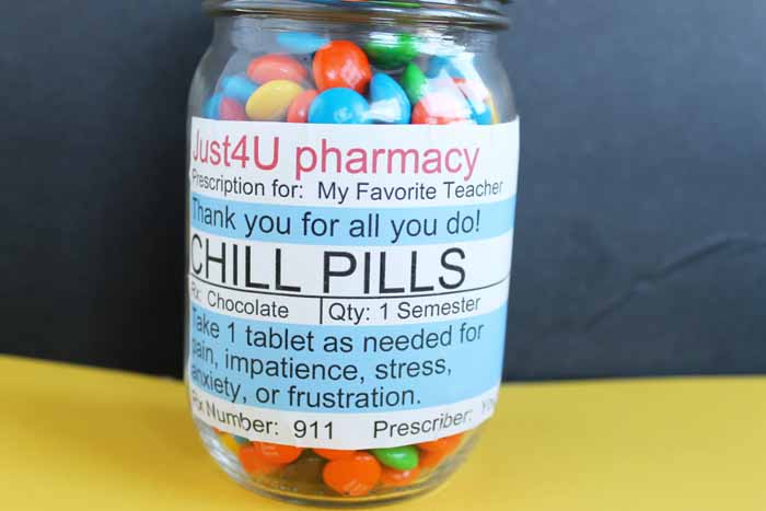 printable chill pill jar label