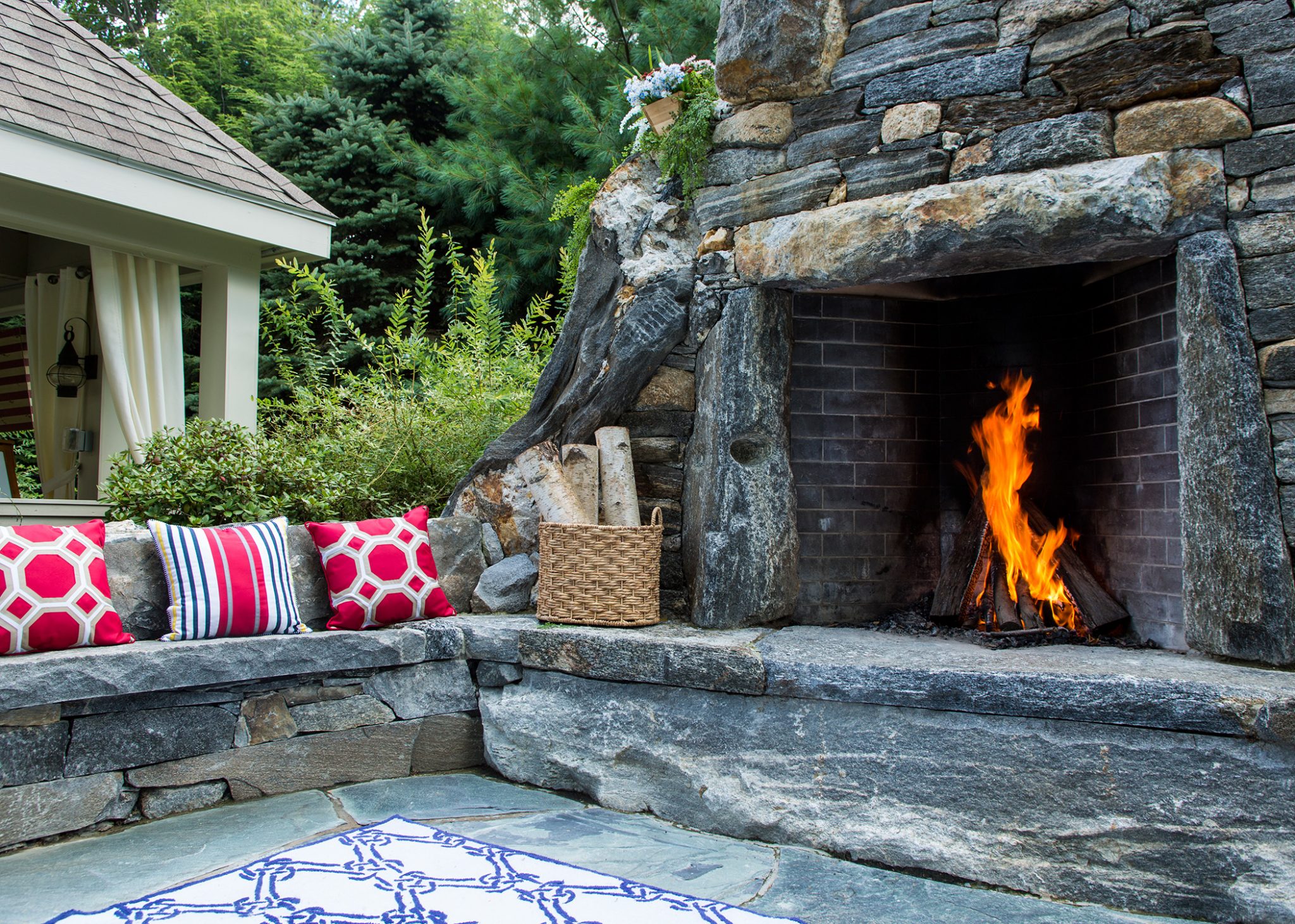 Natural stone fireplace