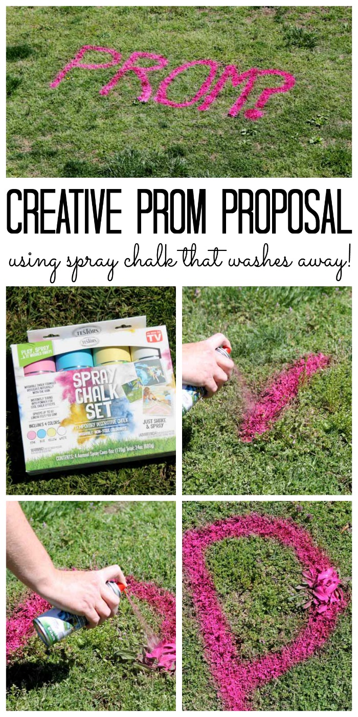 Creative prom proposal ideas using spray chalk that washes away!