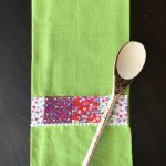 fabric scrap tea towel with wooden spoon