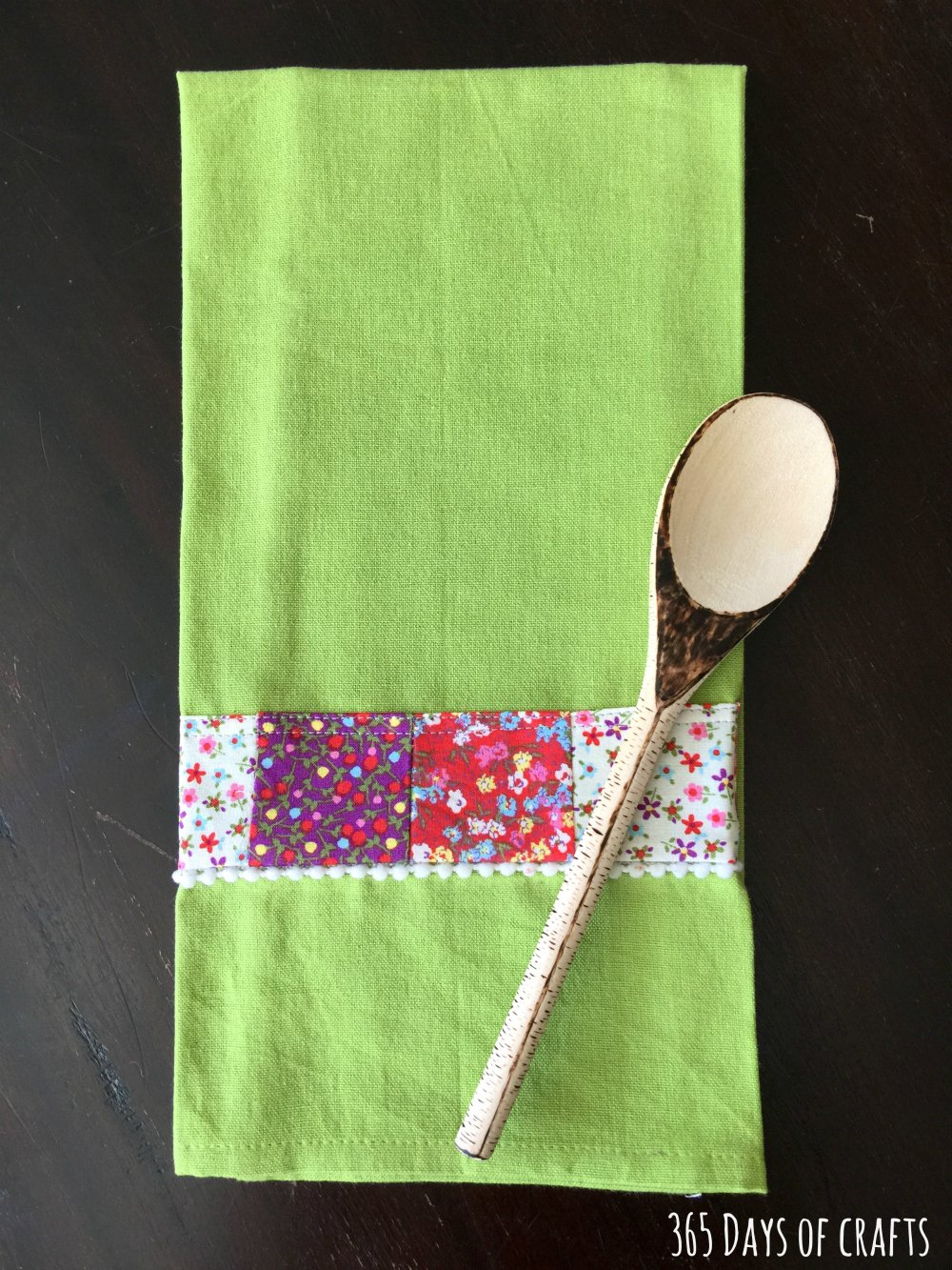 fabric scrap tea towel with spoon