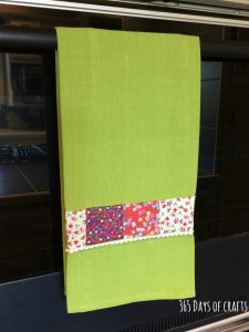 fabric scrap tea towel on rail