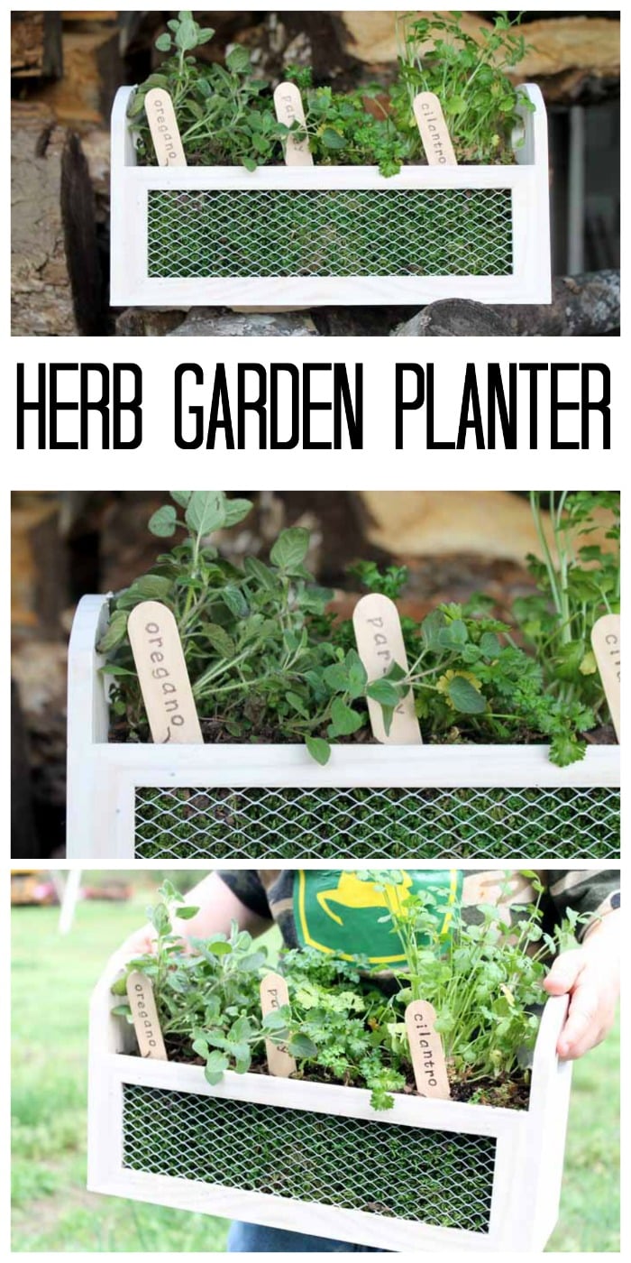 Make this herb garden planter in just minutes! A fun way to add some herbs to your patio this spring!