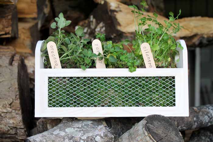 Make this herb garden planter in just minutes! A fun way to add some herbs to your patio this spring!