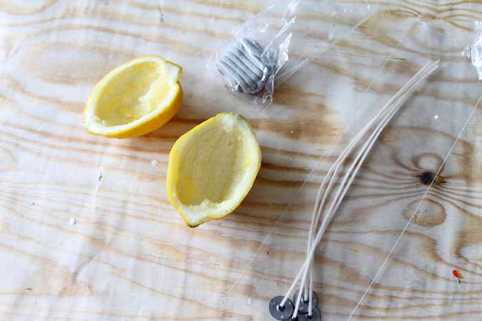 supplies needed for lemon candles