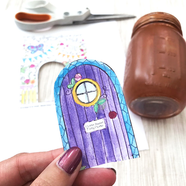 Use the coloring page printable to decorate your mason jar fairy house however your heart desires!