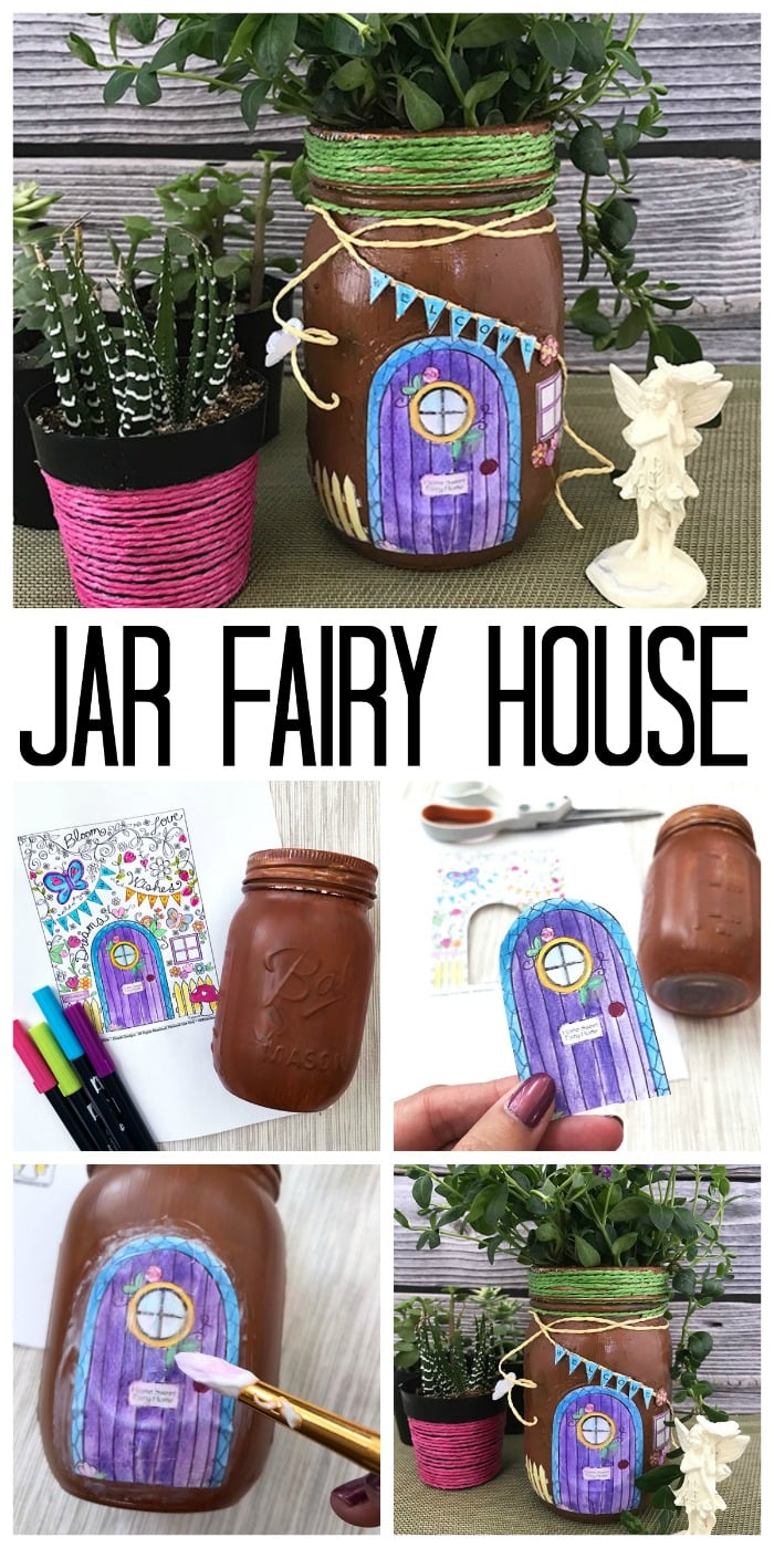 How to make a fun mason jar fairy house! Use this mason jar as a planter or fun fairy garden decoration