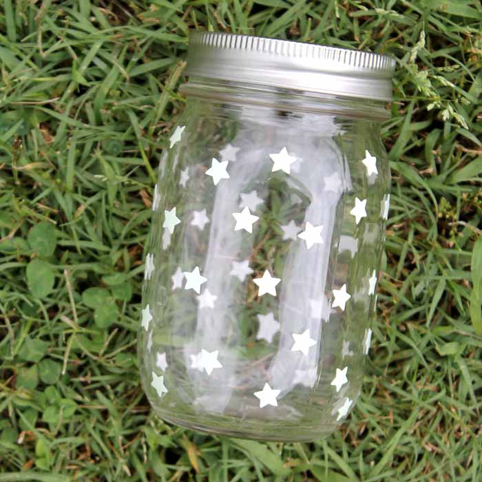 mason jar lid with star stickers