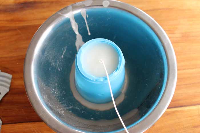candle mold in drying process with wick