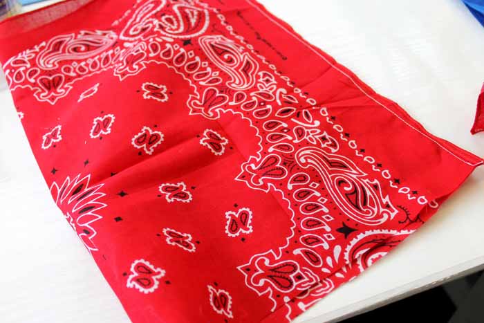 folded red bandanna