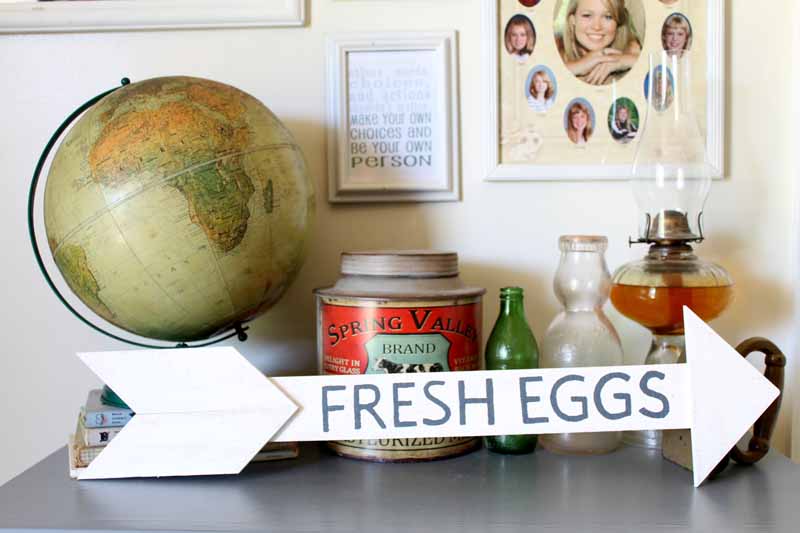 Farmhouse Kitchen Decor with fresh eggs sign 