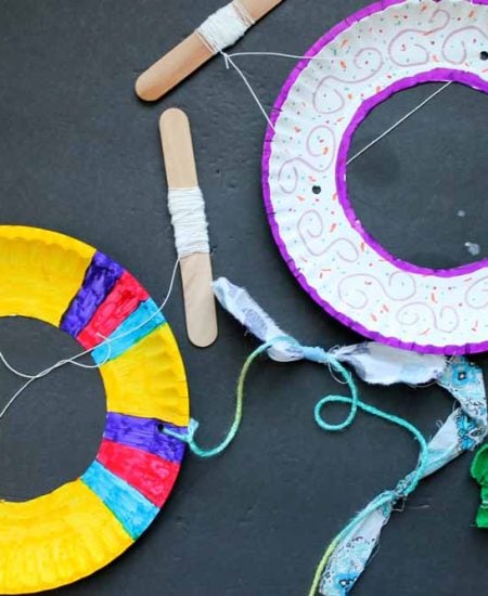 This kite craft for kids is made with a paper plate! Perfect for summer crafting!