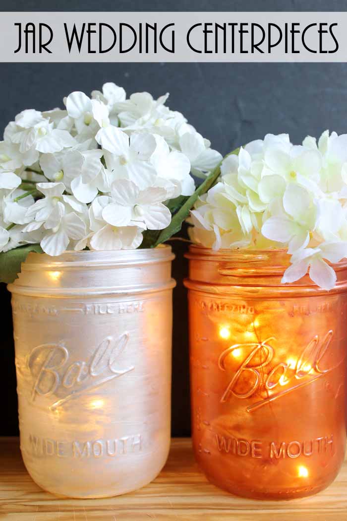 These mason jar wedding centerpieces are easy to make for your reception!