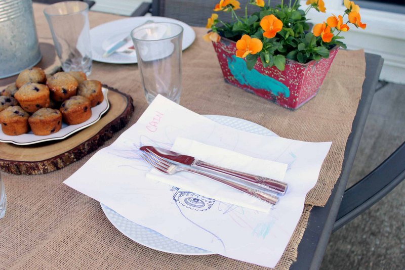 mother's day place setting with white plates