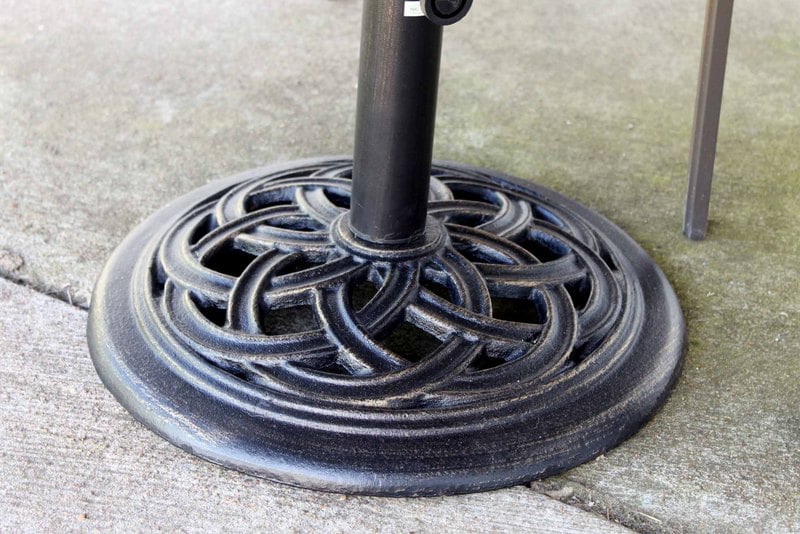 umbrella base on a concrete patio