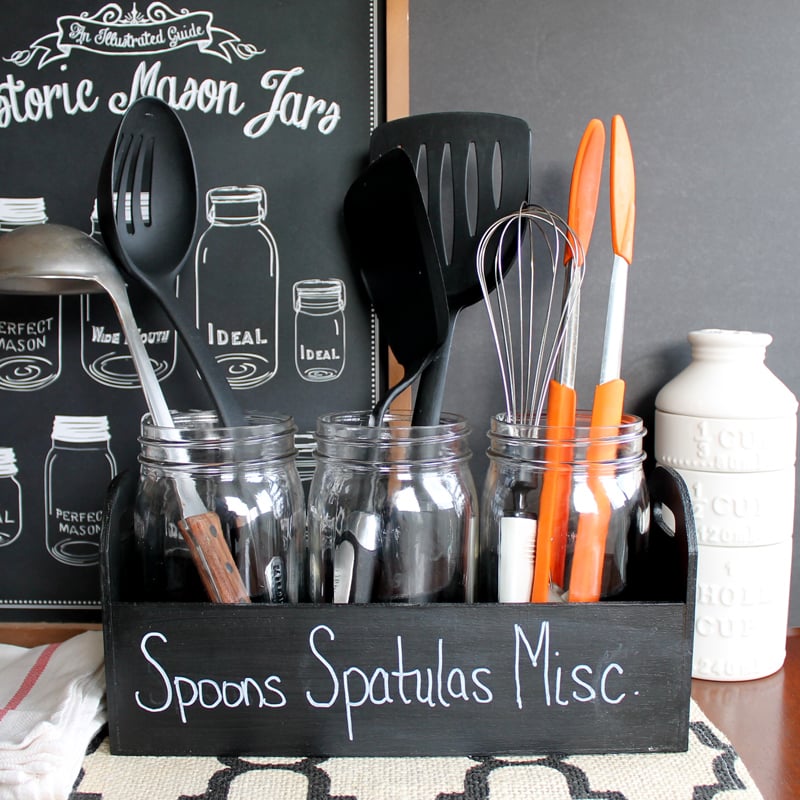 Make this utensil organizer for your home! An easy project using mason jars!