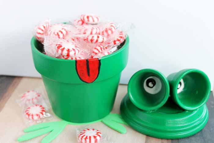 These adorable frog planter pots are perfect for holding candy