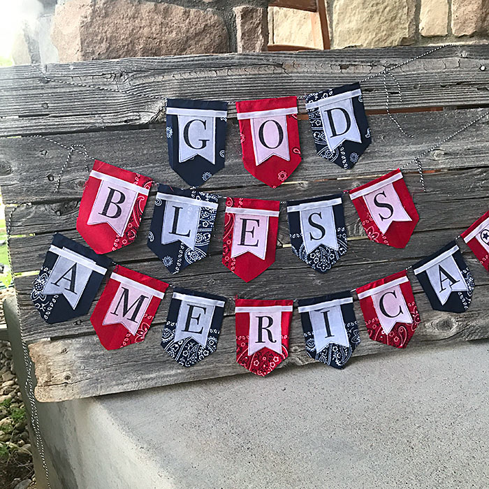 Make this patriotic bandana banner with just a few supplies!