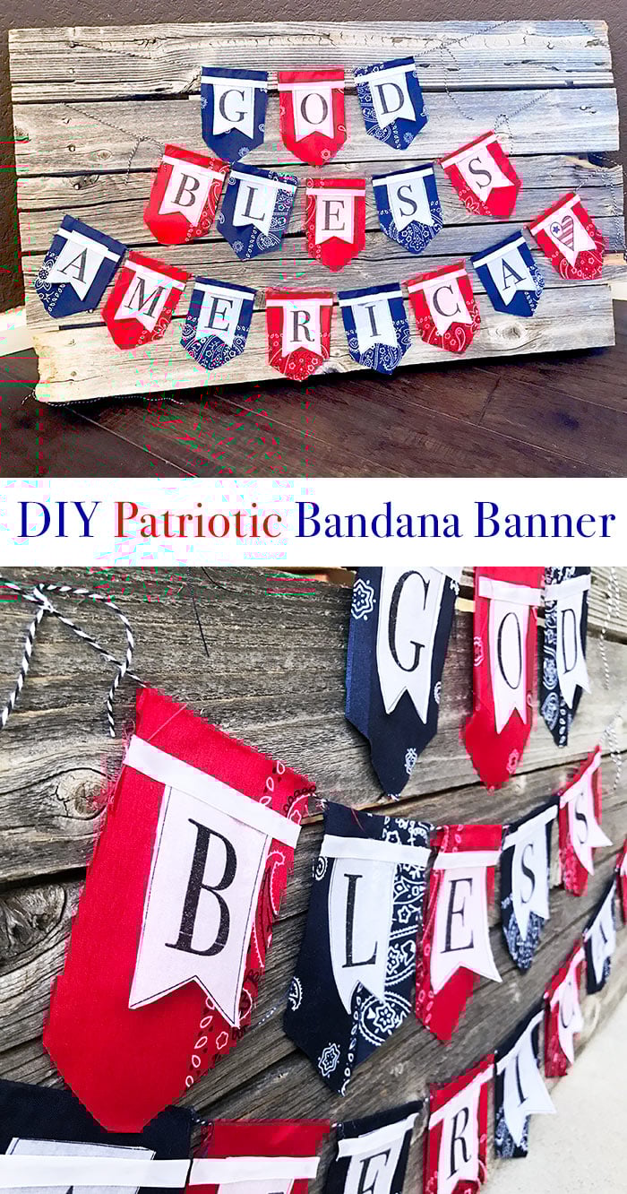 Make this patriotic bandana banner with just a few supplies!