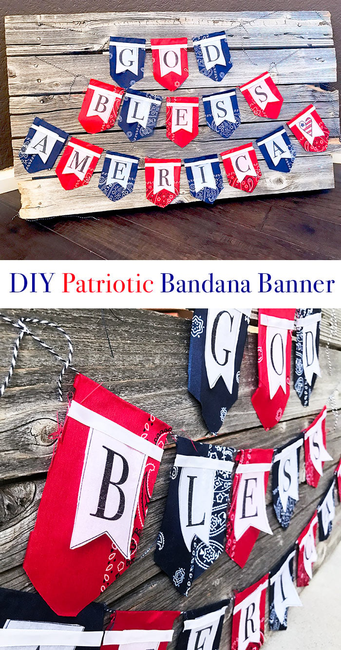 Make this patriotic bandana banner with just a few supplies!