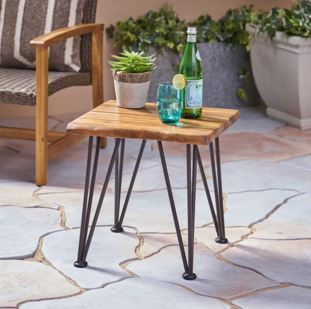 rustic wood side table