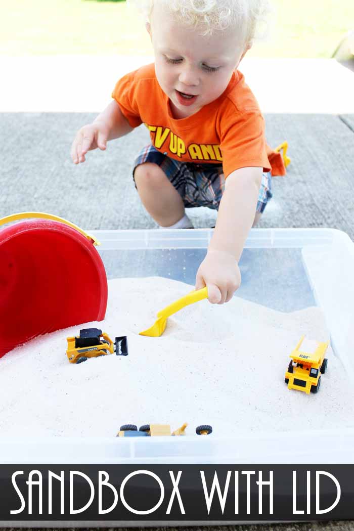 Add this sandbox with lid to your backyard this summer! An inexpensive alternative for toddlers, preschoolers, and more!