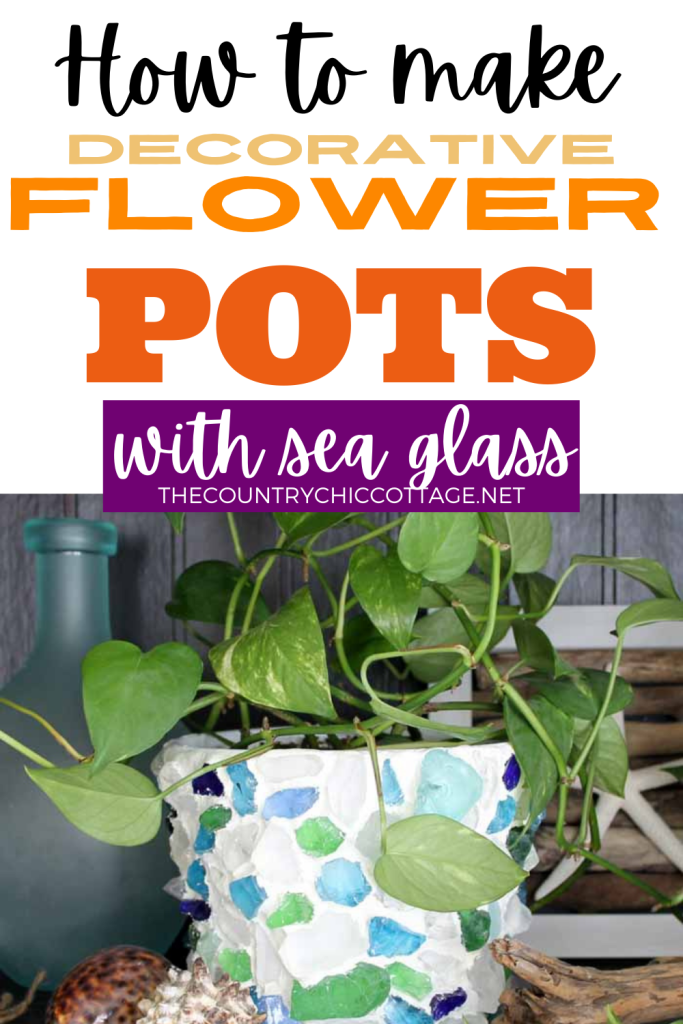 sea glass flower planter with plant