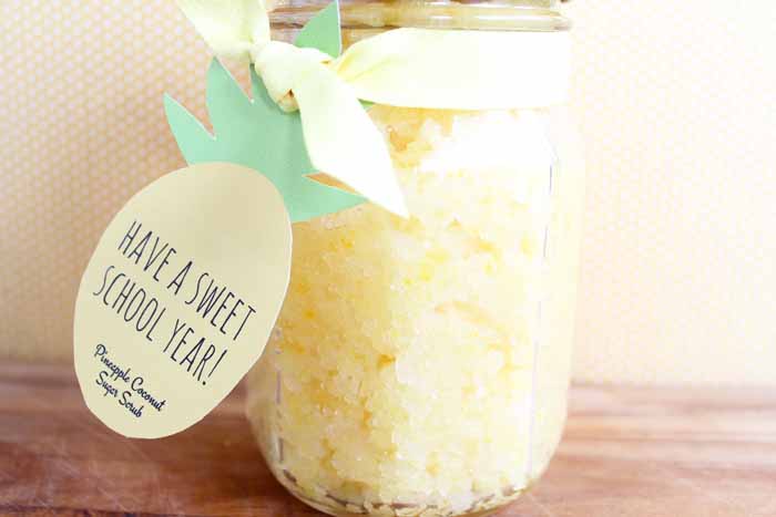 pineapple sugar scrub in a mason jar