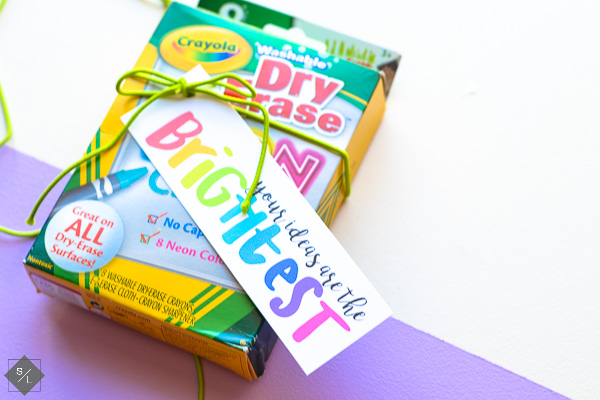 back to school dry erase marker gift with brightest tag