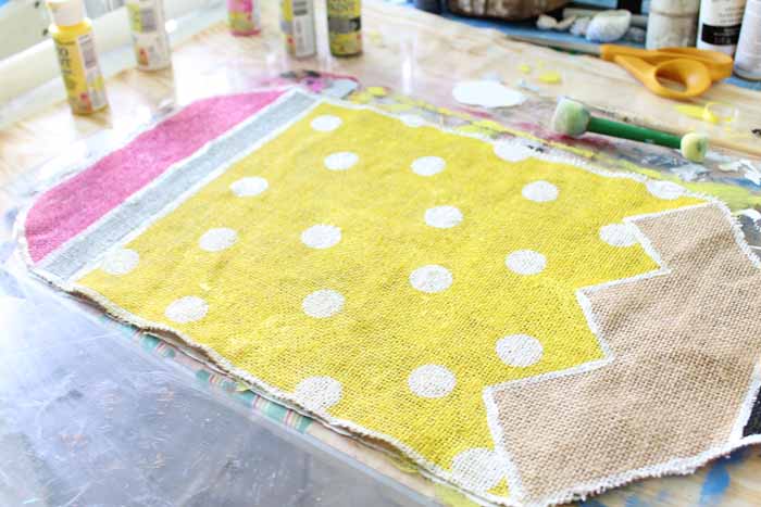 yellow polka dot burlap pencil