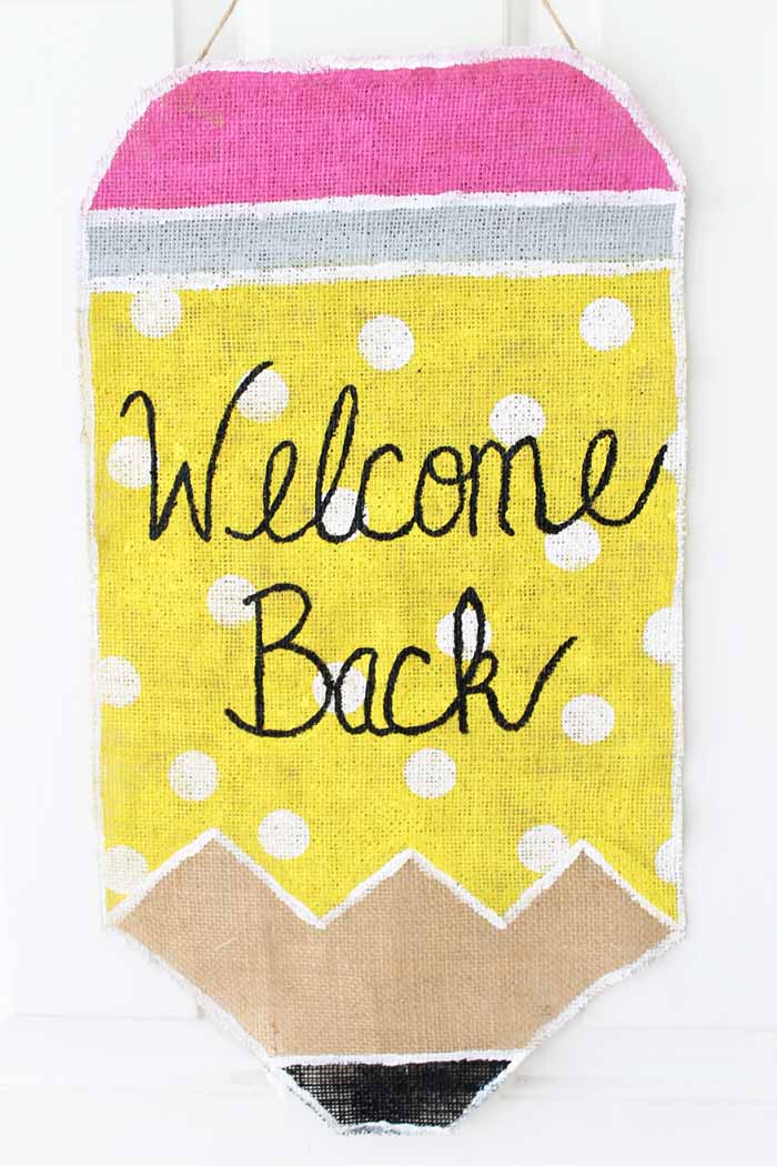 welcome back pencil wall hanging