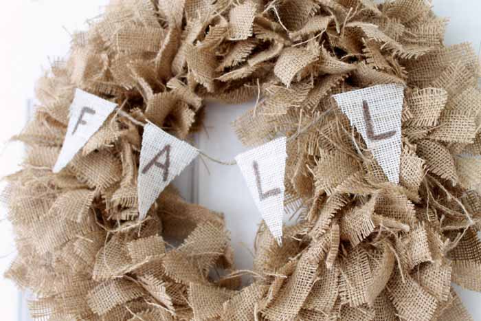 Make this simple Fall burlap wreath using this step-by-step tutorial