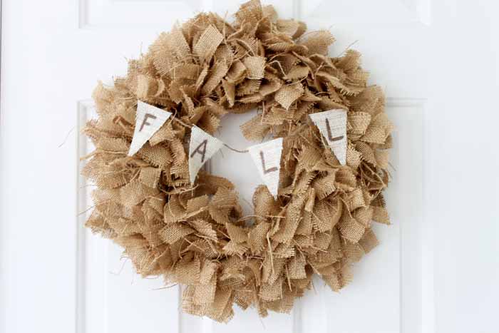 Make a fall burlap wreath with this simple technique!