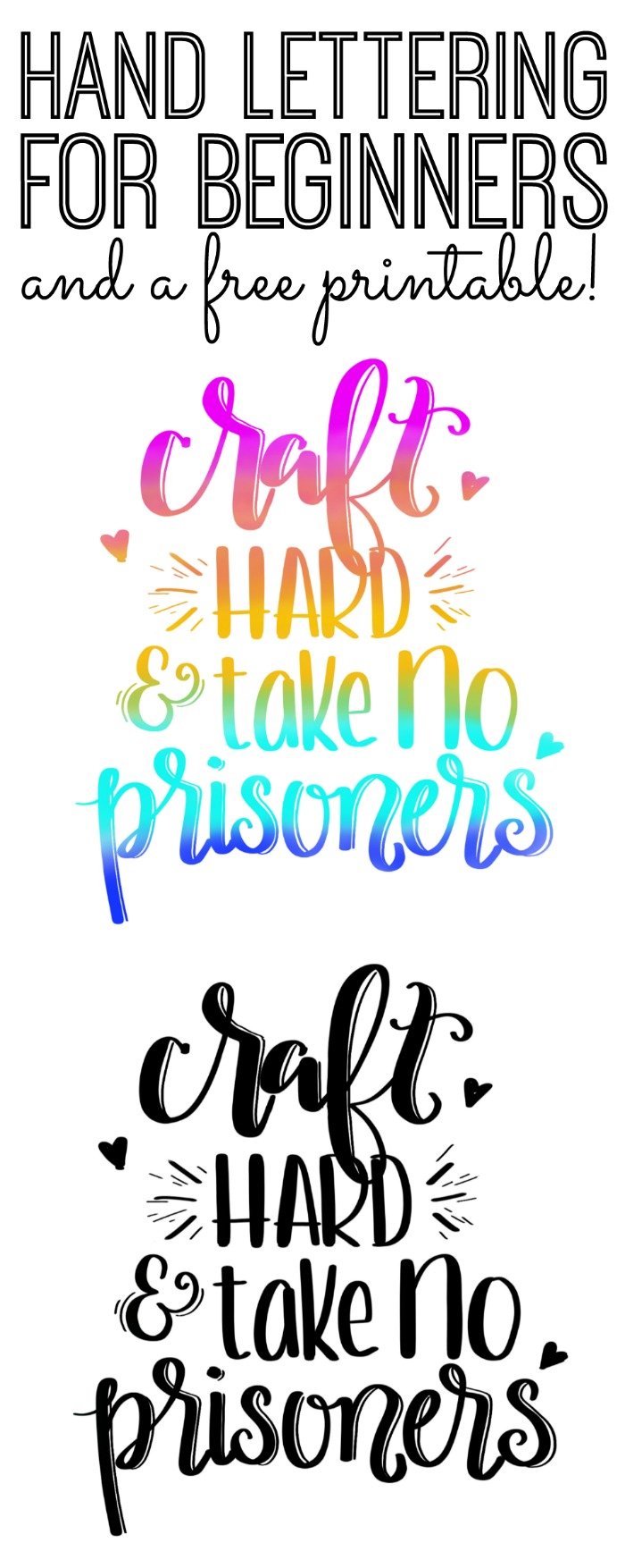 Hand lettering for beginners and freebie pin image