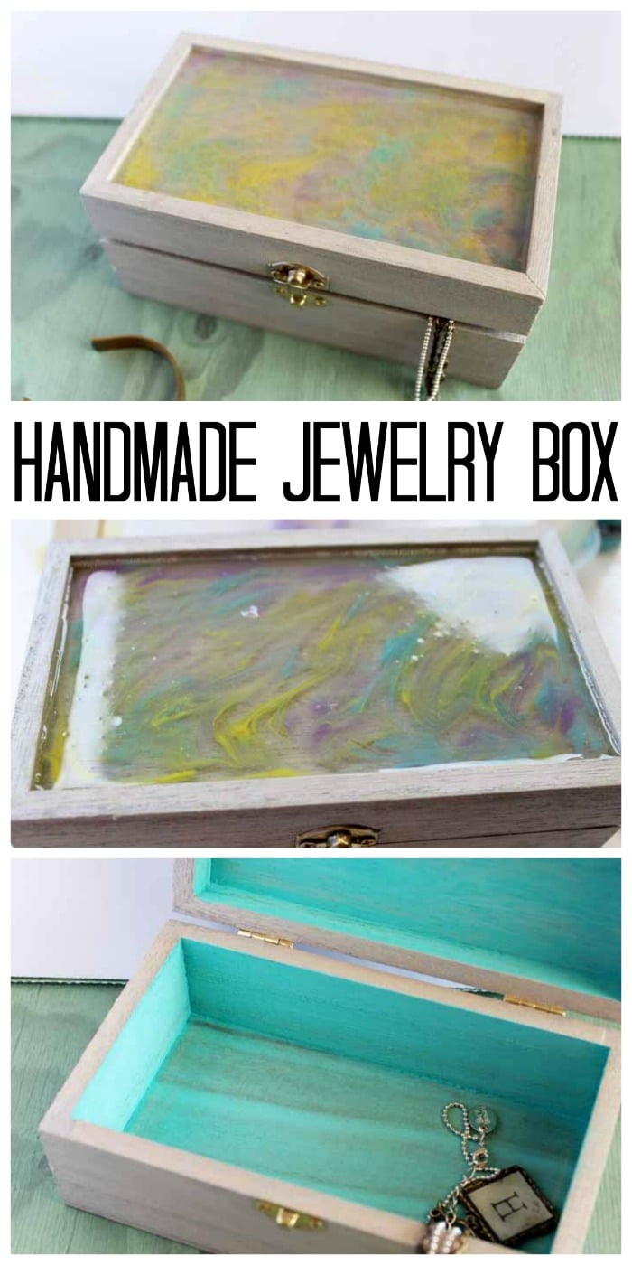 collage view of a homemade jewelry box with text overlay